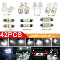 42pcs auto car interior white led light for dome map door glove box license plate mixed lamp set kit accessories universal