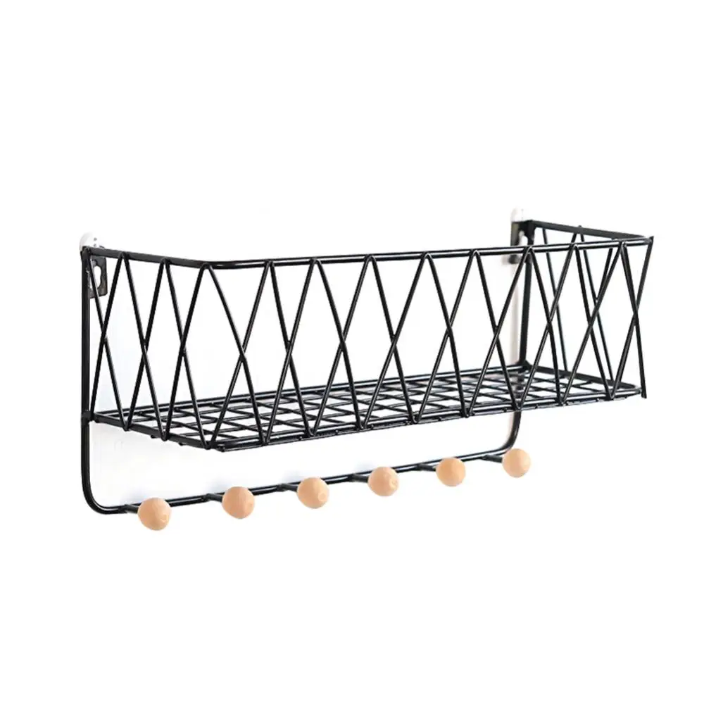 

Metal Wooden Wall Mount Shelf Rack Basket Hooks Book Holder Storage Organizer Racks Holders Kitchen Storage