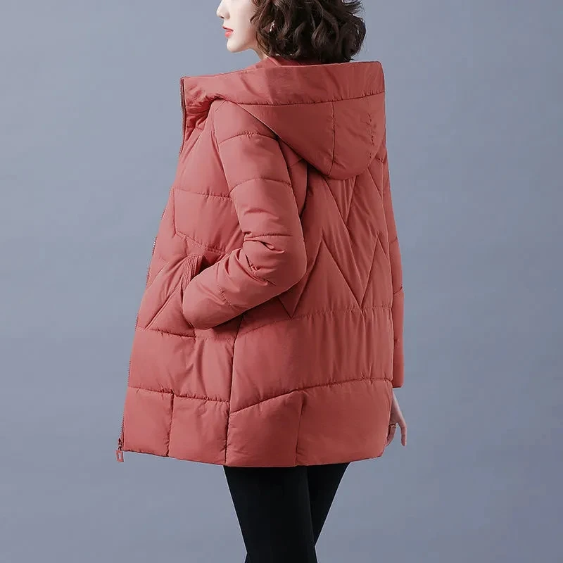 Hooded Parkas Autumn Winter Jacket Women Casual Solid Thicken Warm Coats 2022 Female Fashion Loose Cotton Padded Coat Oversized enlarge