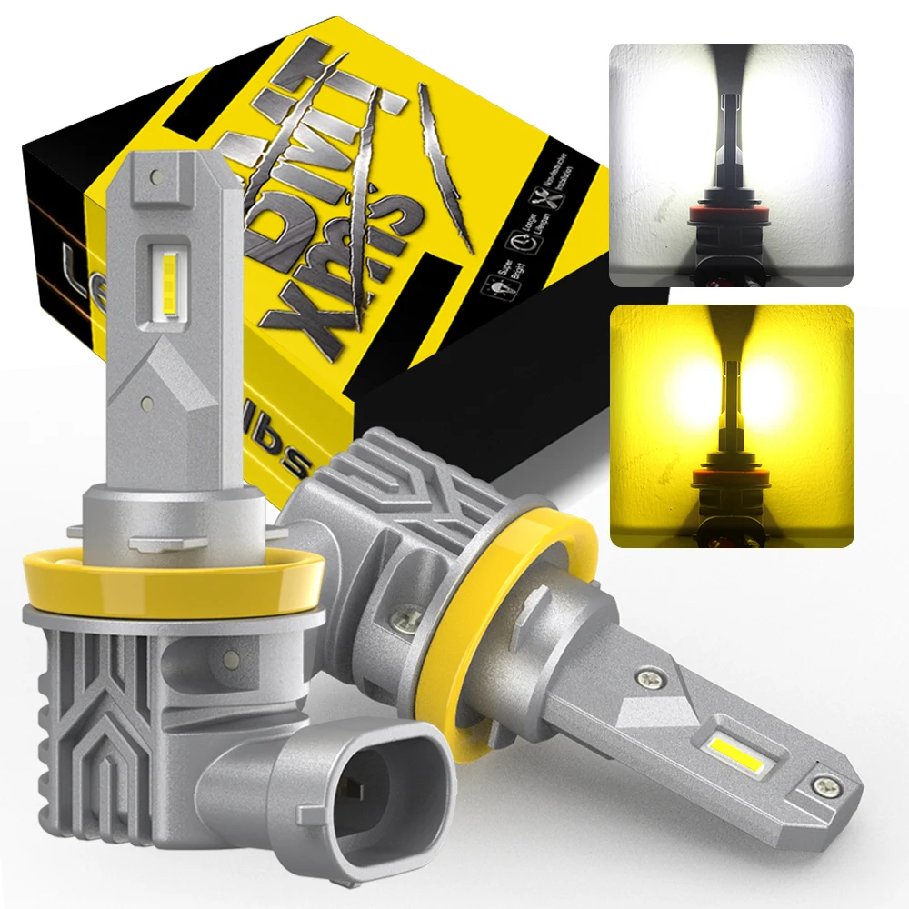 Светодиодные противотуманные фары CANBUS H8 HB4 H10 H11 H16JP 2 шт., светодиодные лампы для вождения автомобиля, для Toyota, Skoda, Ford, Lada, 300 люмен, желтого и белого цвета