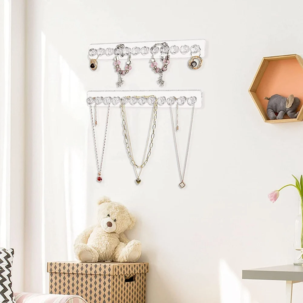 

Wall Mount Necklace Holder Jewelry Organizer with Hooks Durable Acrylic Necklace Organizer Hanging Jewelry Organizers