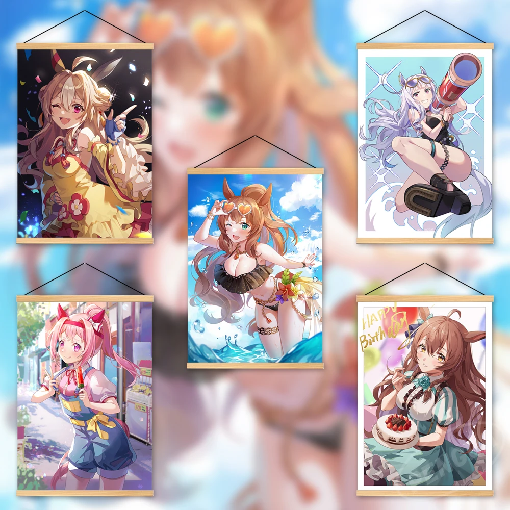 

Canvas Pretty Derby Poster Wooden Hanging Haru Urara Painting Wall Art Prints Copano Rickey Modular Picture Game Home Decoration