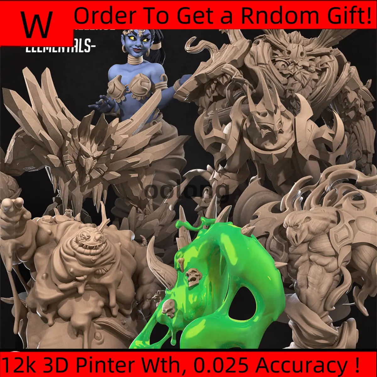 Миниатюрная модель из смолы элементный монстр темная пустота деревянный лед