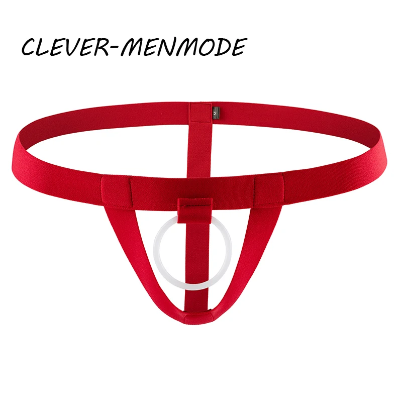 

CLEVER-MENMODE Men's Sexy Thong Exotic Hollow Out Lingerie Open Crotch Bottomless Underwear Penis Ring Panties Jockstrap Hombre