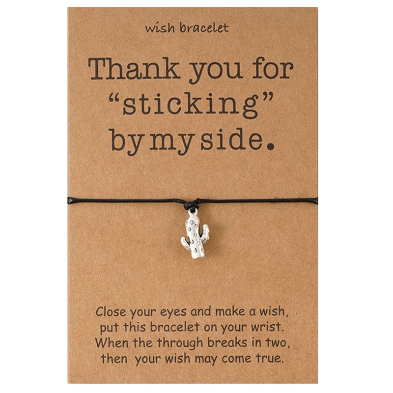 

Браслет с подвесками в виде кактуса для пар, сестер, браслеты-цепочки из вощеной веревки, браслет для женщин и мужчин, ювелирные изделия на у...