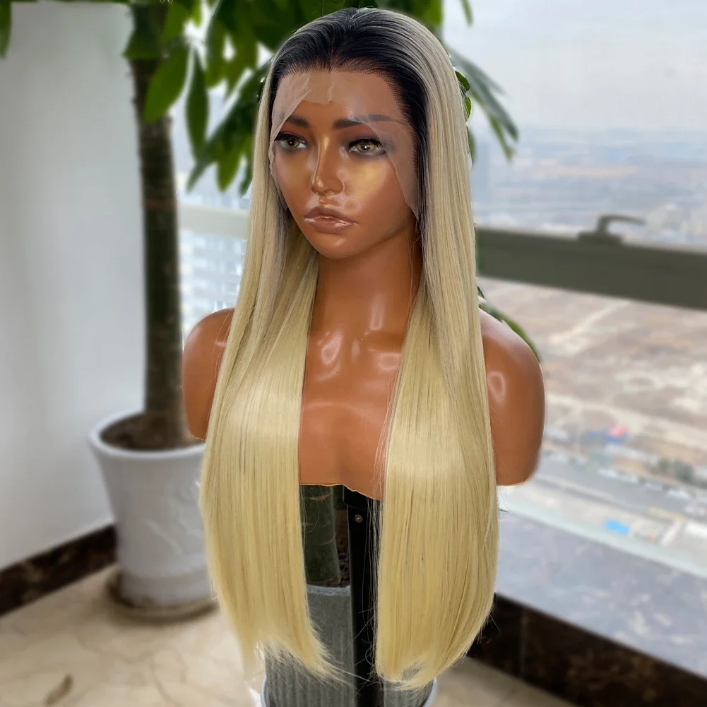 Мягкий бесклеевой 26 &quot180 плотность 1B613 светлый прямой парик на шнуровке спереди