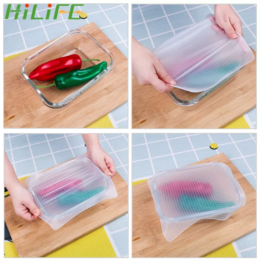 

HILIFE Silicone Food Lid Reusable Cling Film Food Storage Wrap Seal Cover Fresh Keeping Bowl Cup Pad Kitchen Tools
