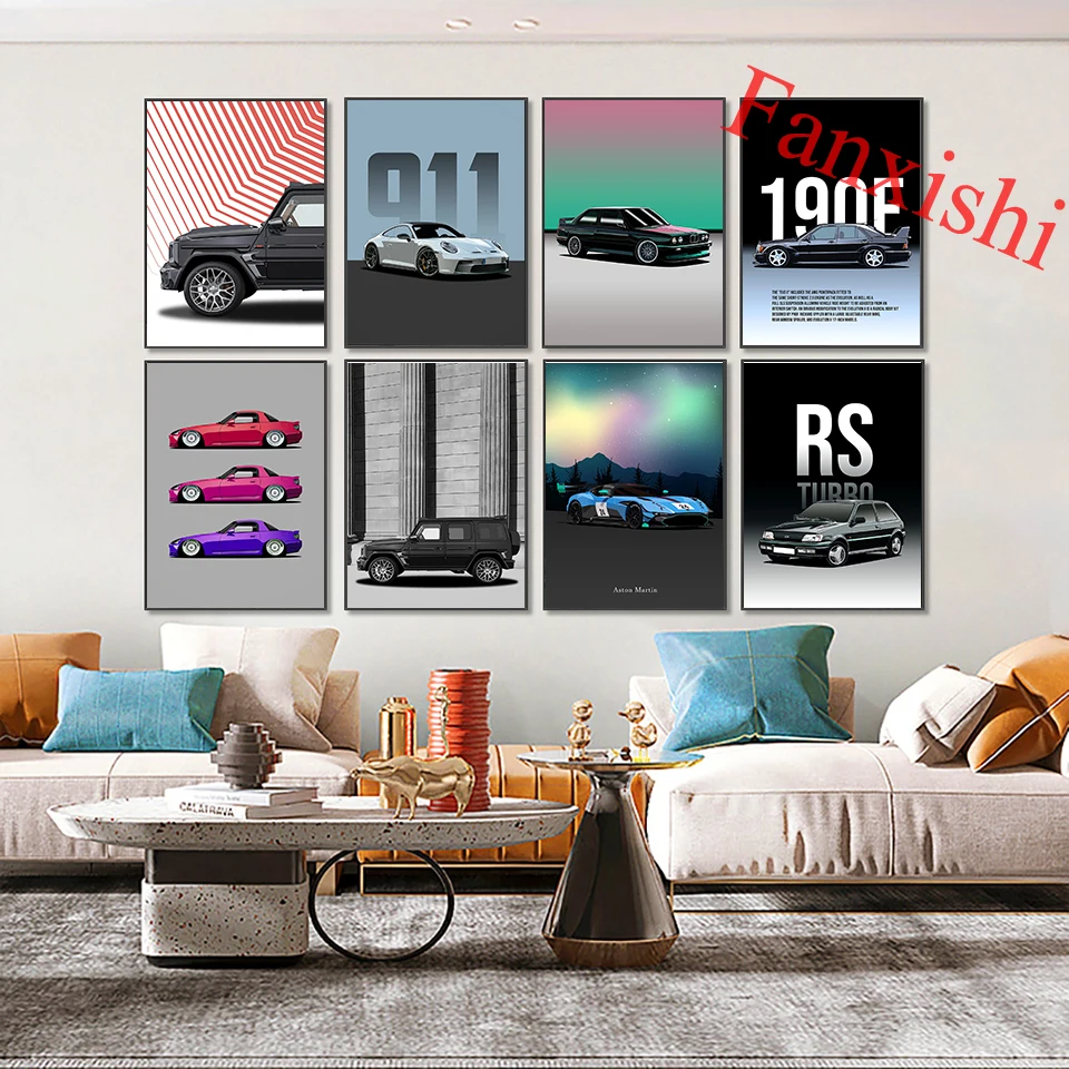 

BMW E30,Nissan Silvia S14 Car Poster Modern Wall Art Canvas Painting Hd Prints Modular Pictures Home Living Room Decor Man Gift