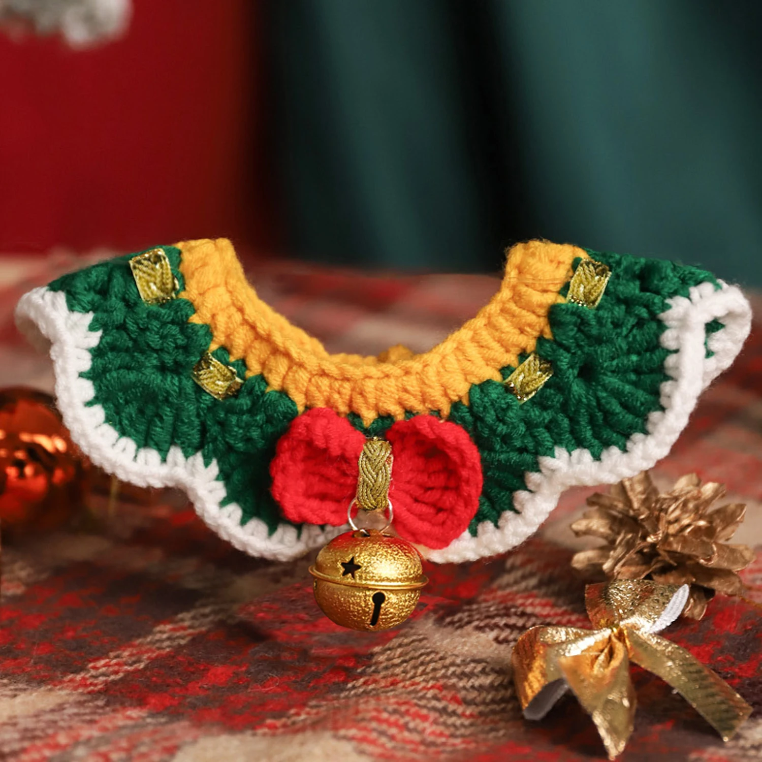 

Pet Collar Knitted Cats Dogs Kittens Cute Accessories Scarves Vibrato Christmas New Year Cat Harness Pet Collars Pet Supplies