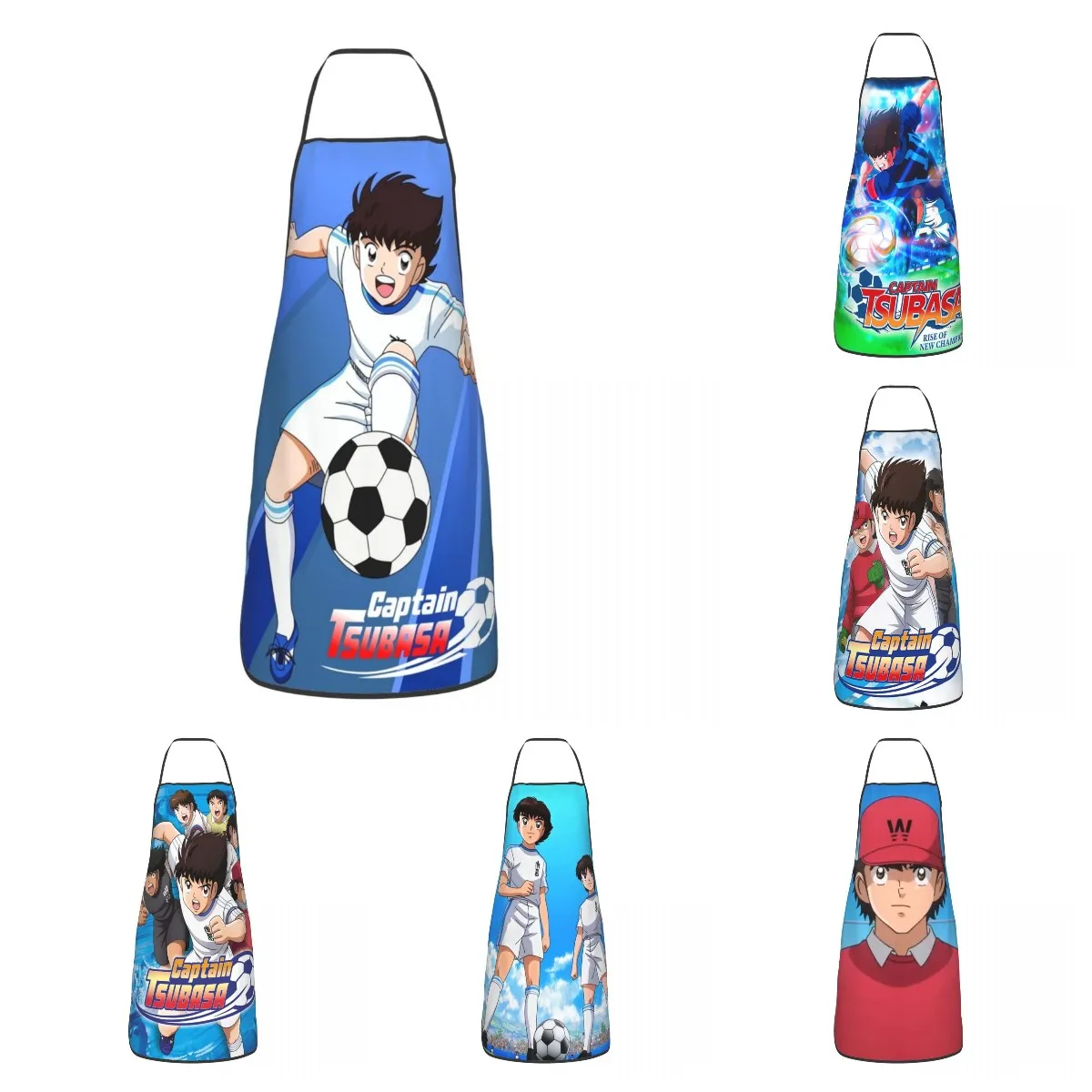 

Classic Manga Captain Tsubasa Bib Aprons Women Men Unisex Kitchen Chef Japan Footballer Anime Tablier Cuisine for Cooking Baking