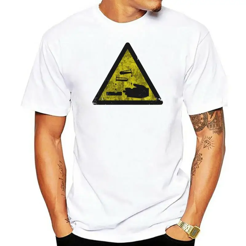 Caution Acid Novelty Logo Sign T-Shirt - Warning Danger Corrosive Chemistry Newest Summer Men Tshirt Cotton Simple