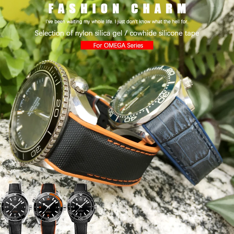 

19mm 20mm 21mm 22mm Italian Cowhide Watch Strap Folding Buckle Leather Watchband Suitable for Omega Seamaster Series Watch