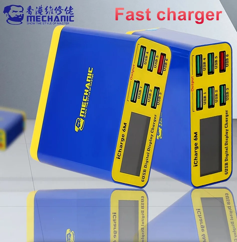 

MECHANIC iCharge 6M QC 3.0 USB Smart Charge Support Fast-charging With LCD Digital Display Multi-Port Charger For Tablet Phone