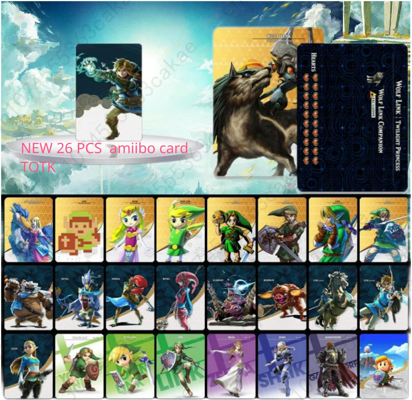 

26 Pcs Zelda Amiibo легенда о Зельде: Tears of The Kingdo Zelda Меч с изображением бога Equipment, переключатель карты памяти, игровой чип