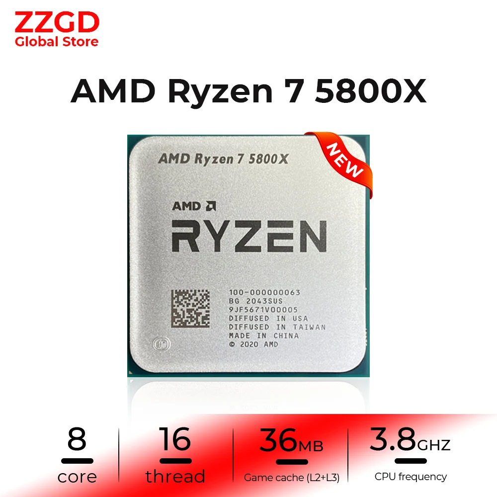 Новый процессор Amd ryzen 7 5800x novo r7 5800x3,8 ГГц oito-core 16-поточный процессор cpu 7nm l3 = 32m 100-000000063 soquete am4 - 200 лучших товаров с Али