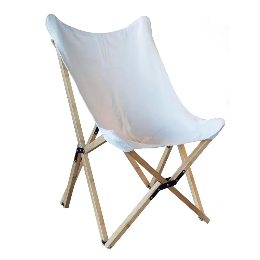 

AmeriHome Canvas and Bamboo Butterfly Chair - White