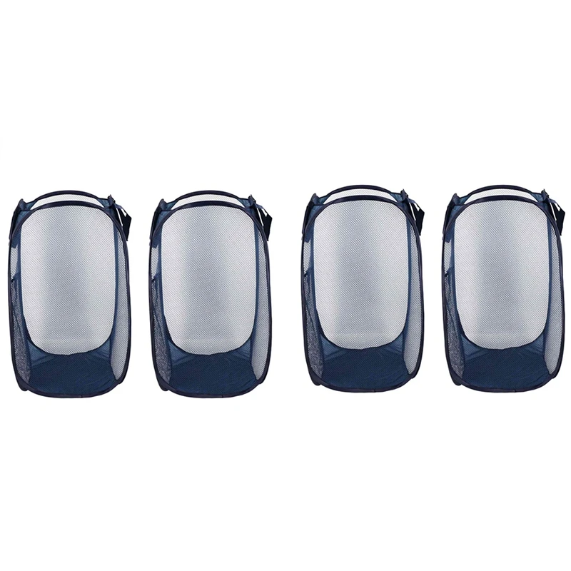 

4Pcs Foldable -Up Mesh Basket With Laundry Basket With Reinforced Carrying Handle