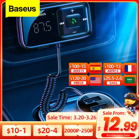 Baseus FM модулятор передатчик Bluetooth 5,0 FM радио 3.1A USB Автомобильное зарядное устройство Handsfree автомобильный комплект беспроводной Aux аудио fm-пере...