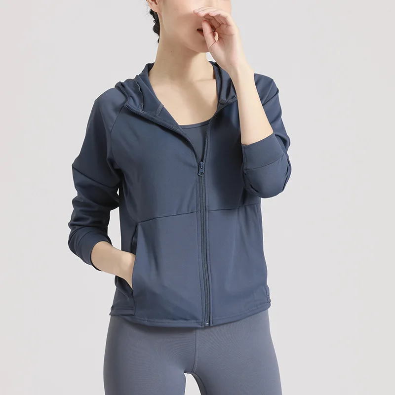 

Женская одежда для йоги, Новый Свободный кардиган с капюшоном, блузка, быстросохнущая дышащая Свободная куртка для фитнеса и бега