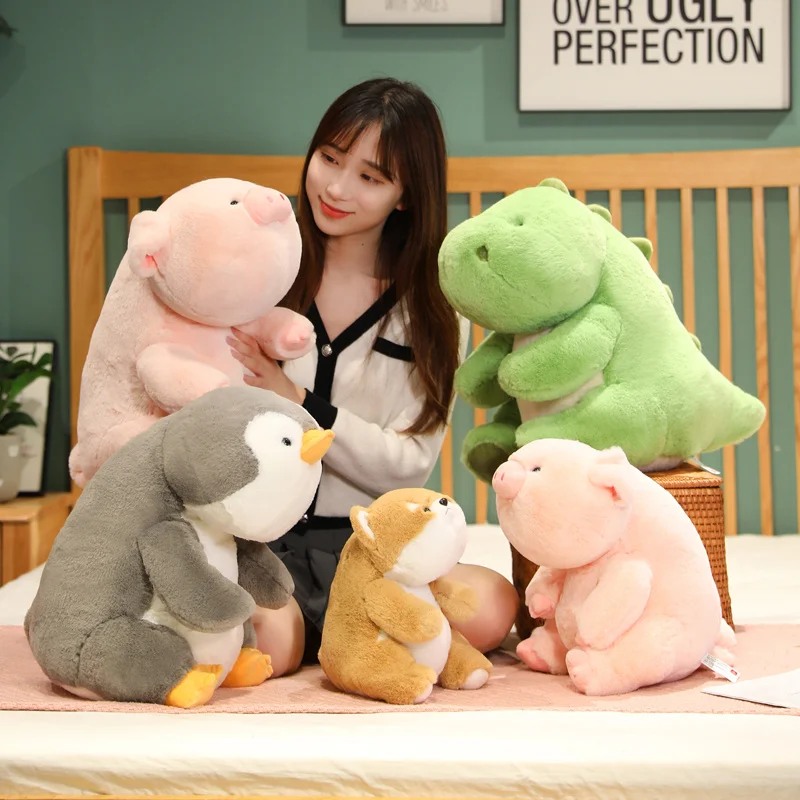 

Cartoon Fat Animal Stuffed Doll Soft Plush Dinosaur Pig Corgi Penguin Toy Kawaii Pillow Baby Comfort Dolls Girl Birthday Gift