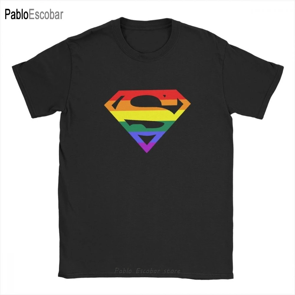 

Super Queer T Shirts Men Rainbow Gay Lesbian Pride LGBTQ LGBT Plus Size Clothes Short Sleeve T-Shirt O Neck Cotton Tees Tops