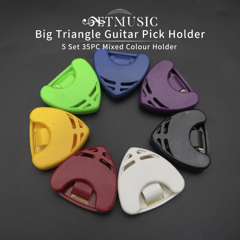 

35PC Big Triangle Guitar Pick Holder Guitar Plectrum Big Triangle Holder Mixed Colour