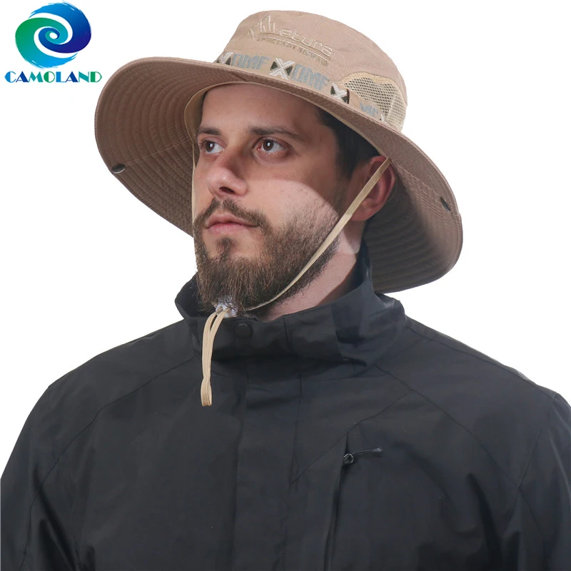 

CAMOLAND Casual Bucket Hat Upf50+ Summer Sun Hat Uv Protection Adult Cap Wide Brim Cap Mens Outdoor Fishing Sandy Beach Hats