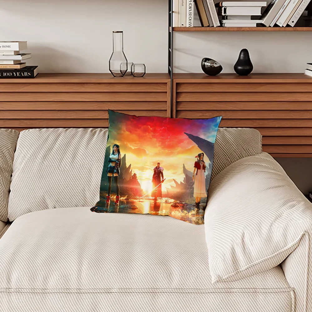 Classic Game F-Final Fantasy VII Rebirth Pillow Case Sofa Living Room Bedroom Headboard Backrest Cushion Square Nap Time