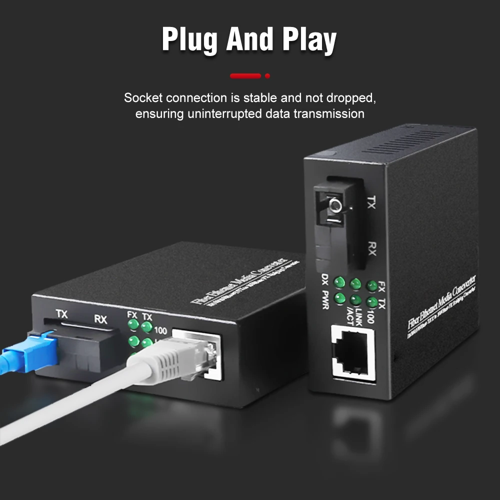 1 Pair Optical Fiber Media Converter 10/100M Single/Multi Mode Single Fiber Transceiver 100M Single Fiber Converter 1310/1550nm