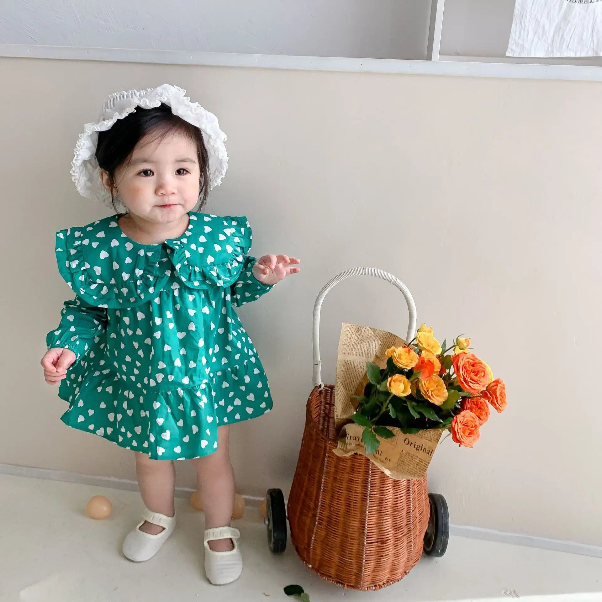 

2022 Autumn Girls Dress Toddler Kids Baby Girls Long Sleeve Cotton Korean Dress Sweet Children Clothes Kids Clothes