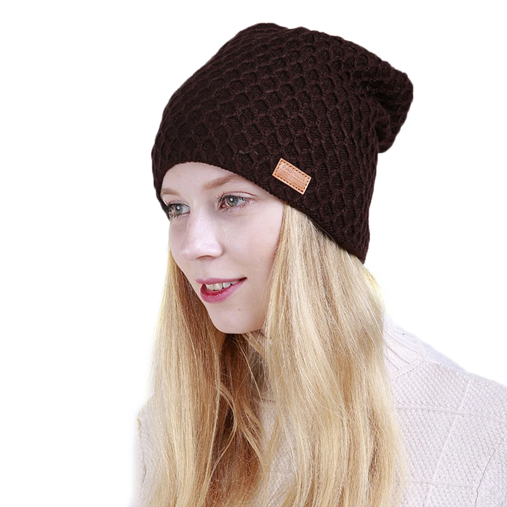 

Однотонная вязаная шапка унисекс с ромбовидным узором, осенне-зимняя шапка для защиты ушей, утепленные шапки для мужчин и женщин