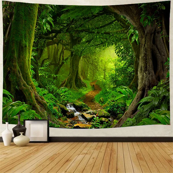 Большой Настенный гобелен с принтом лесного дерева недорогой настенный богемный