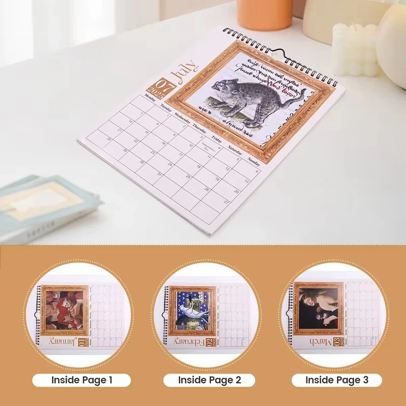 Средневековый странный календарь с котами на 2025 год — веселый и необычный