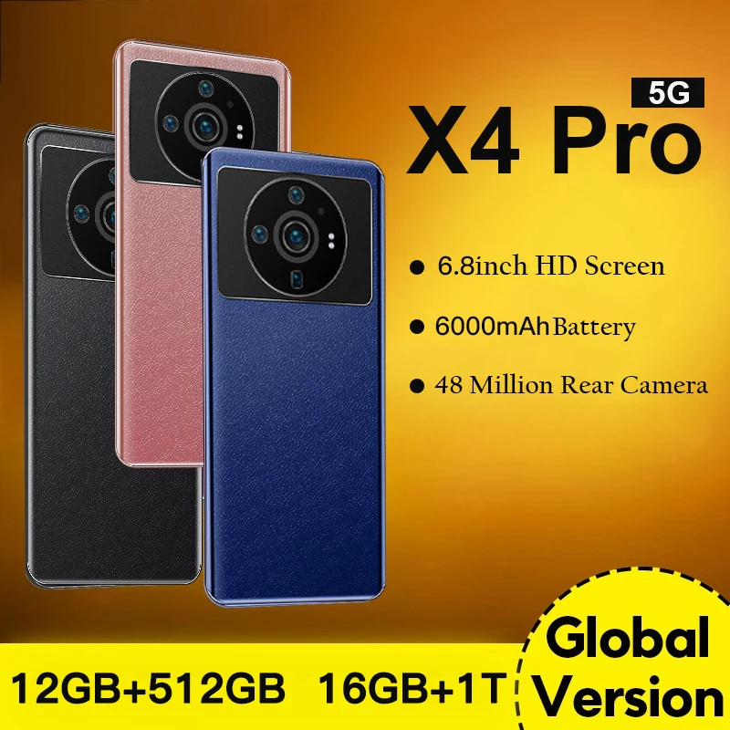 

Global Version X4 Pro 5G Smartphone 6.7 Inch 6000mAh Battery Cellphone 16+1T Mobile Phones Unlocked Smartphones Phone Android