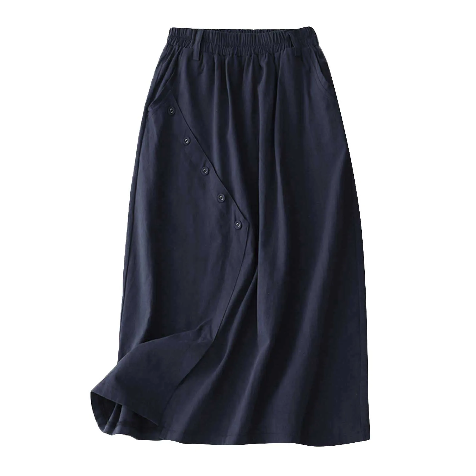 

Womens Button Up High Waisted Slit MIDI Elasticated Waist A Line Skirt Skirt Oversized Holiday Ruffles Shirtdresses