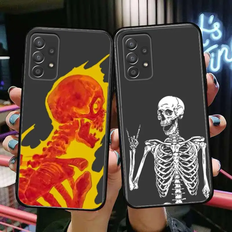 

Cartoon Skull Phone Case Hull For Samsung Galaxy A70 A50 A51 A71 A52 A40 A30 A31 A90 A20E 5G a20s Black Shell Art Cell Cove