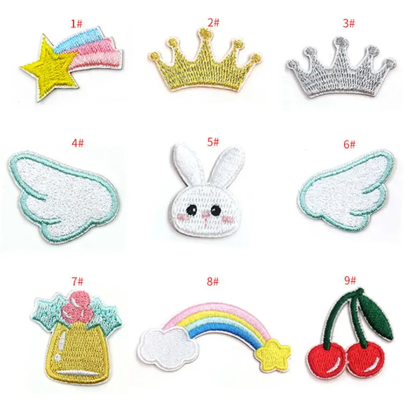 

10 Pcs/Lot Iron Stick Sew On Embroidery Patches Popular Clothing Hat Bag Shoe Repair Material Phone Gift Box Decor DIY Accessory