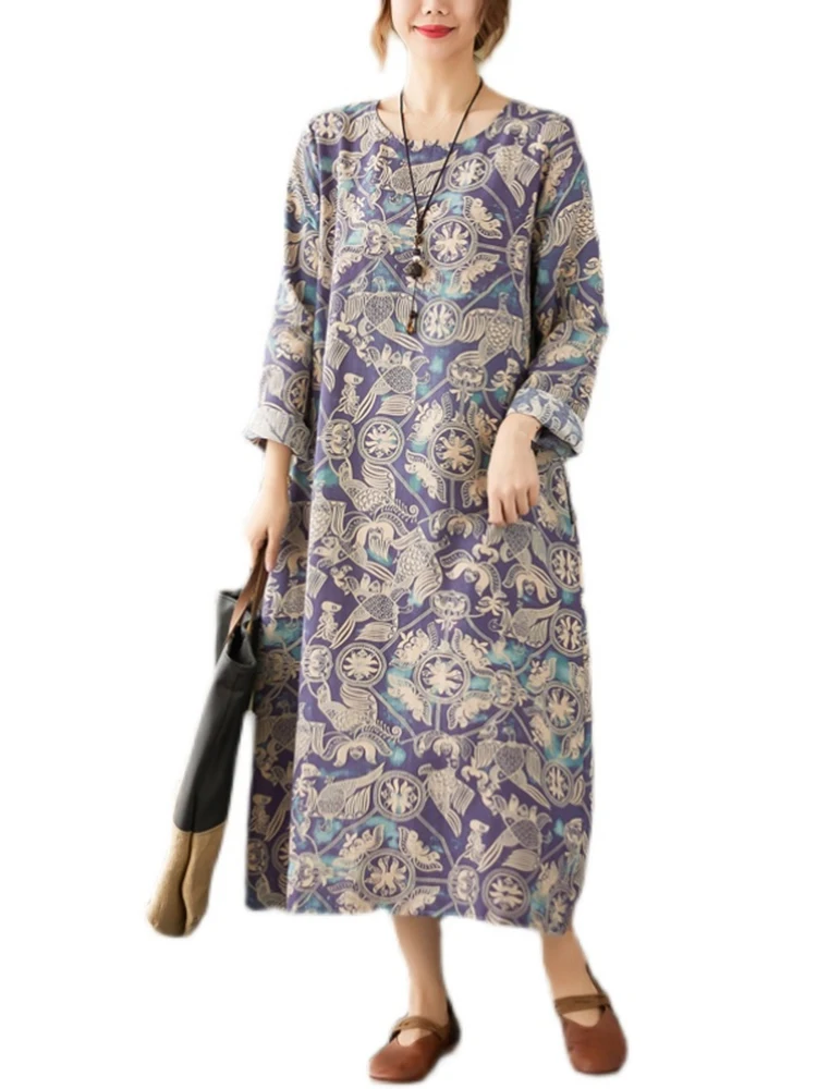 Женское винтажное платье с цветочным принтом длинное повседневное офисное из