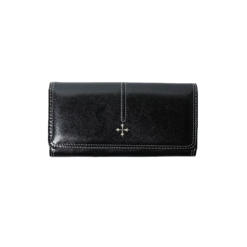 

Fashionable Women's Long Wallet with Large Capacity Zipper Closure Shiny Surface Multiple Card Slots
