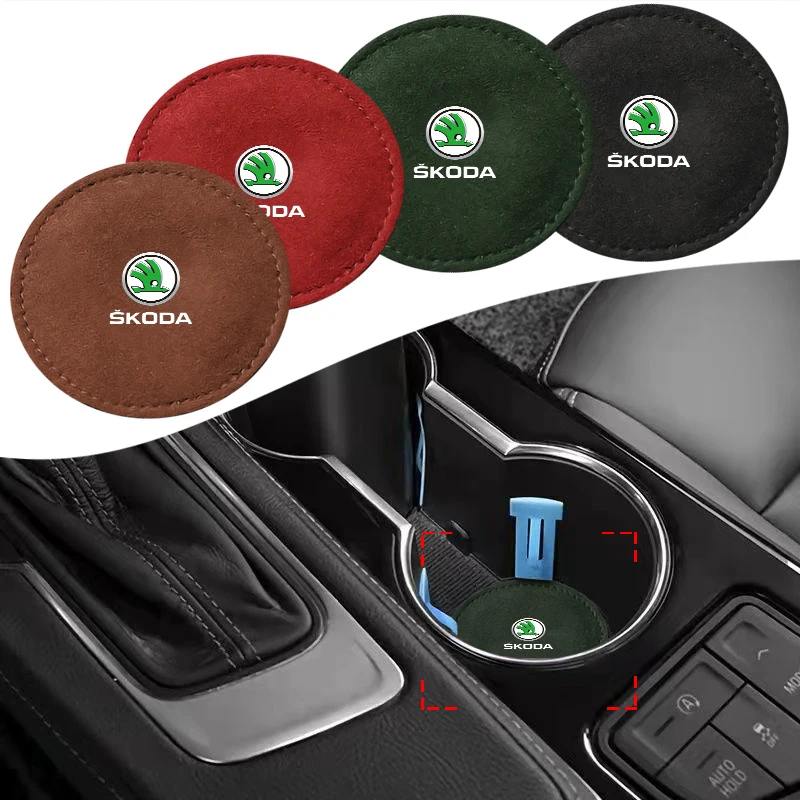 

Car Styling Car Water Cup Pad PU Leather Slot Non-slip Coaster Mat For Skoda Octavia Fabia Kamiq Kapoq Kodiaq Rapid SCALA Superb