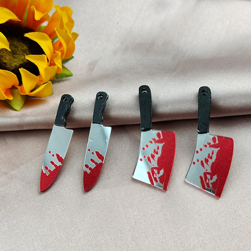 

10 Pcs Blood Knife Charms Acrylic Halloween Weapon Shape Punk Jewlery Findings for DIY Earring Keychain Jewelry Making