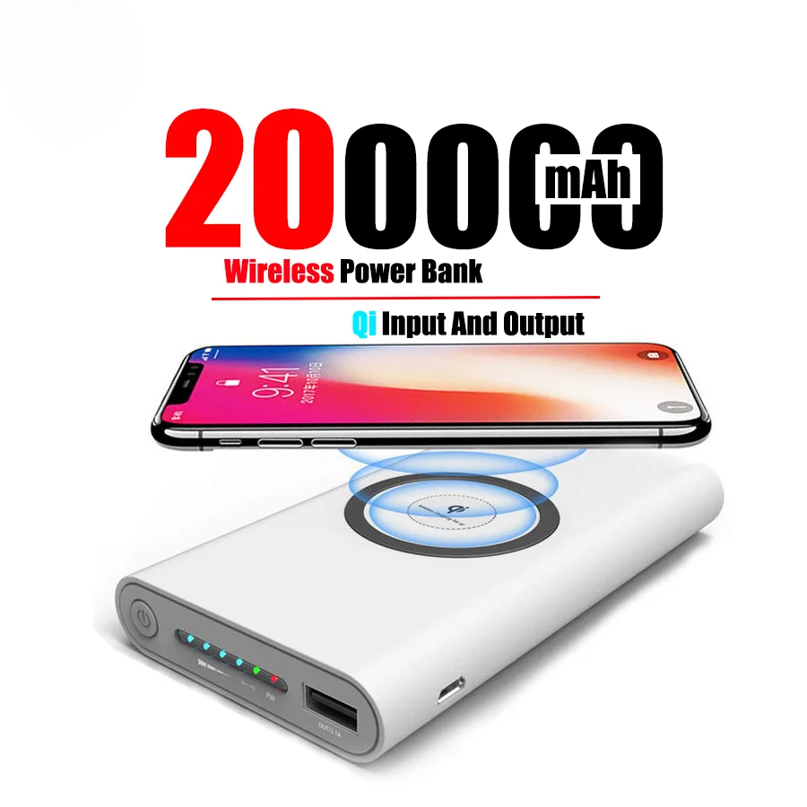 Новинка 2024 внешний аккумулятор на 200000 мА · ч с двухсторонней беспроводной