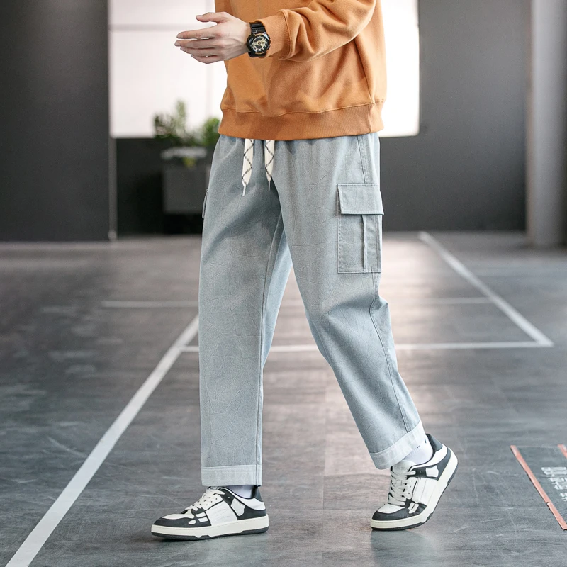 2022 New in Fashion Jeans Men Casual Pants Elastic Waist Straight Pants Denims Men's Clothing