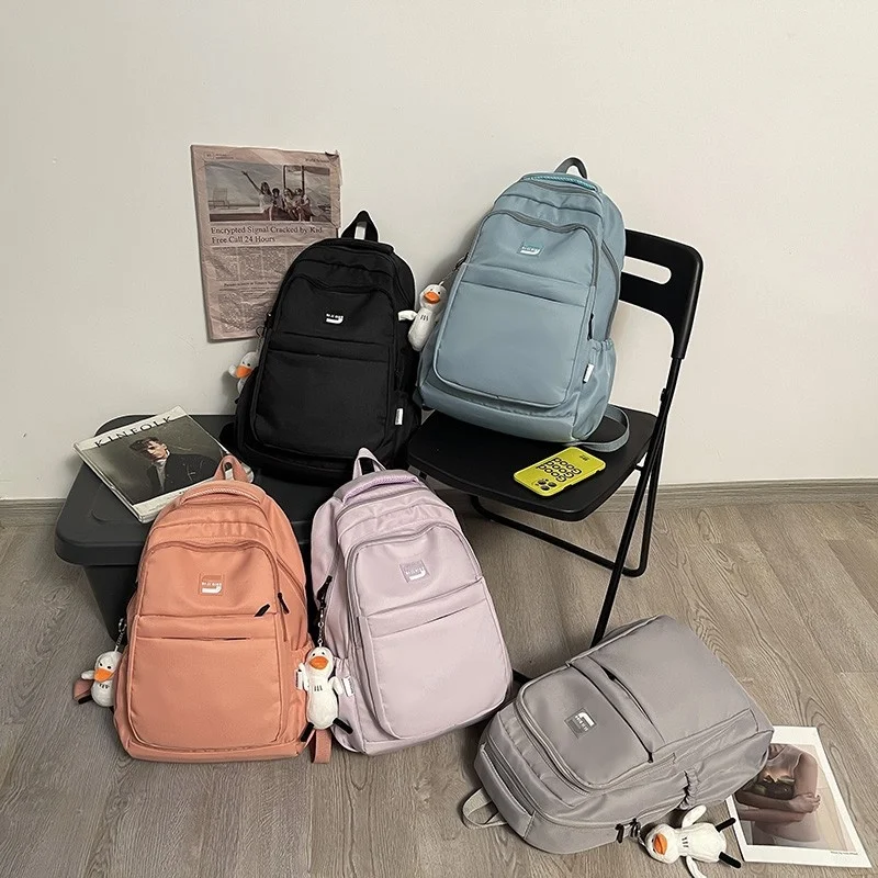 

Winter Fashion Women Backpack Simple Solid Color School Bag For Girls Nylon Large Capacity Waterproof Student Bookbags 2022