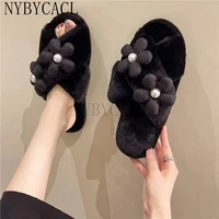 2022 new winter women fashion sheep hair slippers indoor slippers flat heeled winter and autumn indoor warm plush slippers