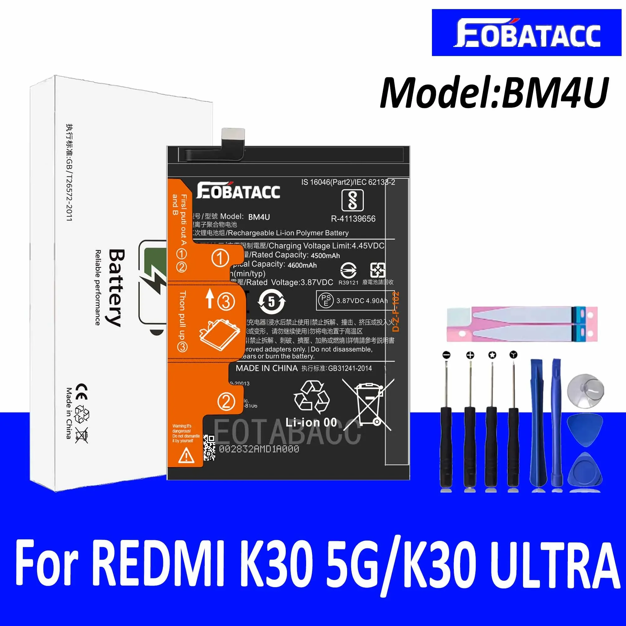 EOTABACC 100% Новый оригинальный аккумулятор BM4U для XIAOMI REDMI K30 5G/K30 ULTRA + Инструменты