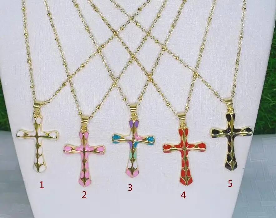 

1 шт. цепочка крест ожерелье Кулон позолоченный медный Циркон поставки для ювелирных изделий ожерелье оптовая продажа dfg4s