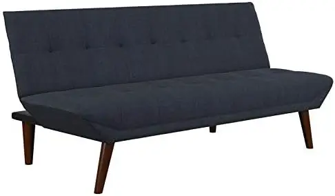

Small Space Modern Convertible Sofa Bed Linen Futon, Navy Blue