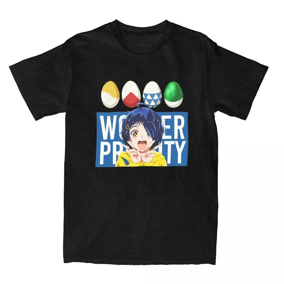 Men's T-Shirt Wonder Egg Priority Ai Ohto Vintage Pure Cotton Tees Short Sleeve Anime T Shirts O Neck Clothes Graphic Printed