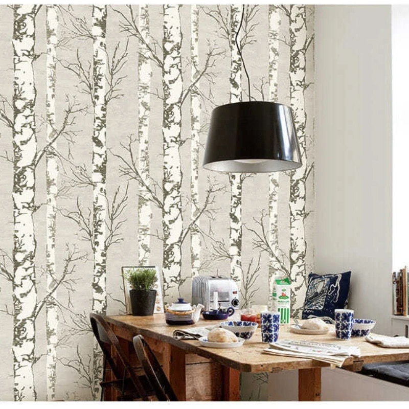 Nordic Non Adhesive Birch Trees Wallpaper for Decor The Walls Refurbished Furniture Eco-friendly Wall Stickers Background Wall images - 6